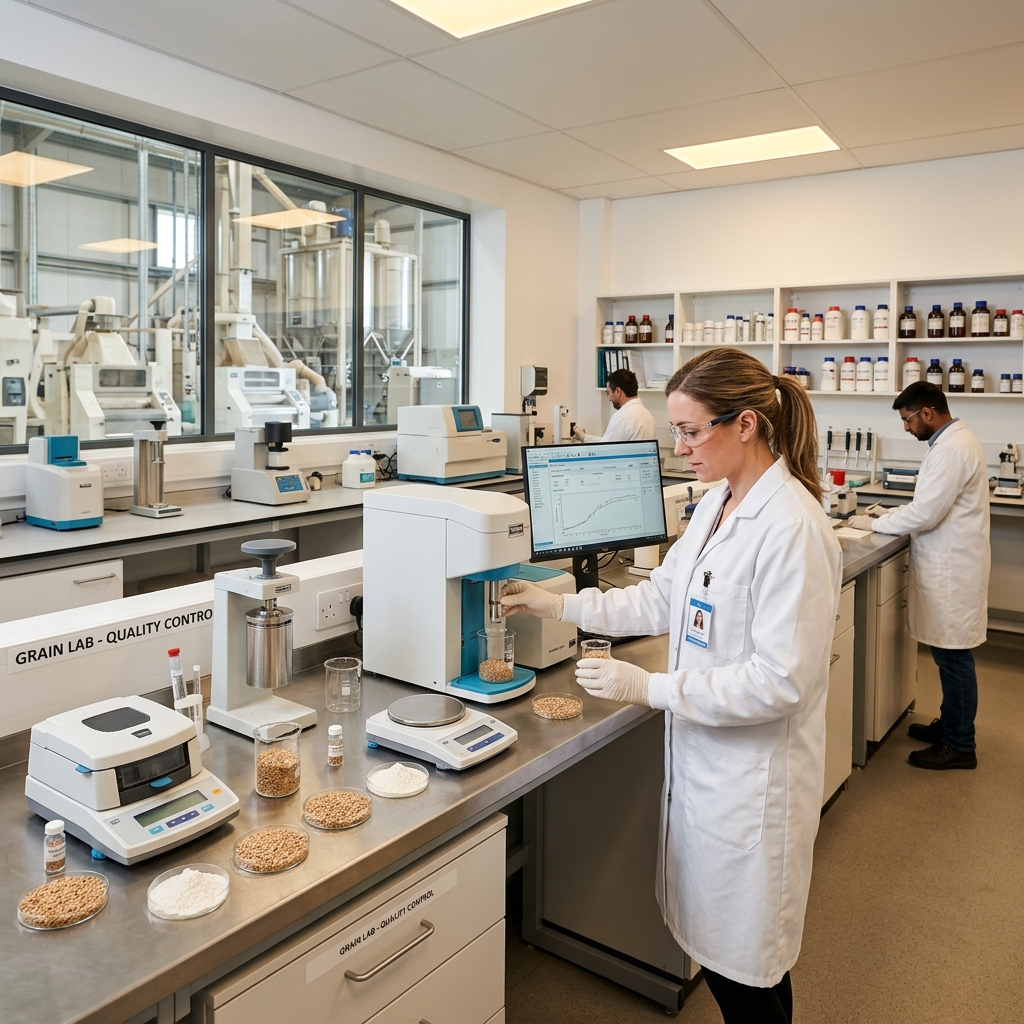 Clean and bright quality testing lab checking moisture and purity